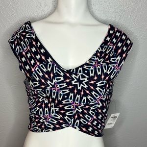 Charlotte Russe Blue Patterned Crop Top. Size Small